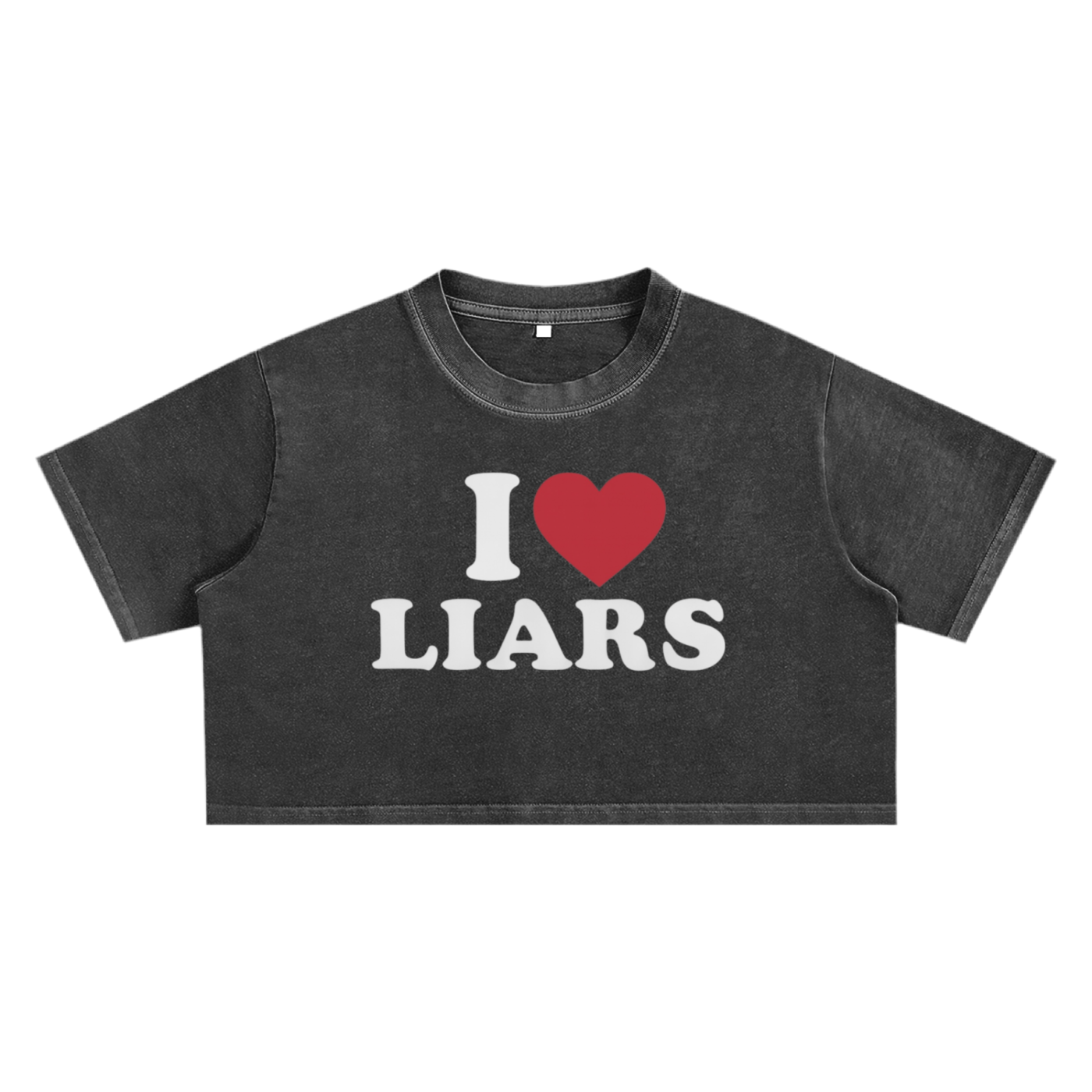 Lucky Liar I Heart Liars Snow Washed Crop Top
